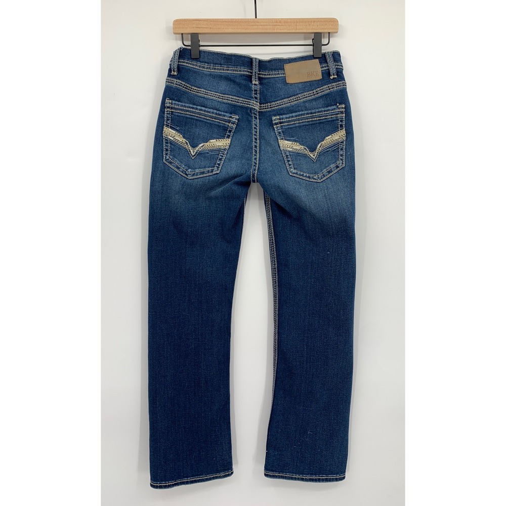 BKE Aiden Jeans Mens 29x30 Blue Denim Straight Leg Embroidered‎ Pockets Stretch